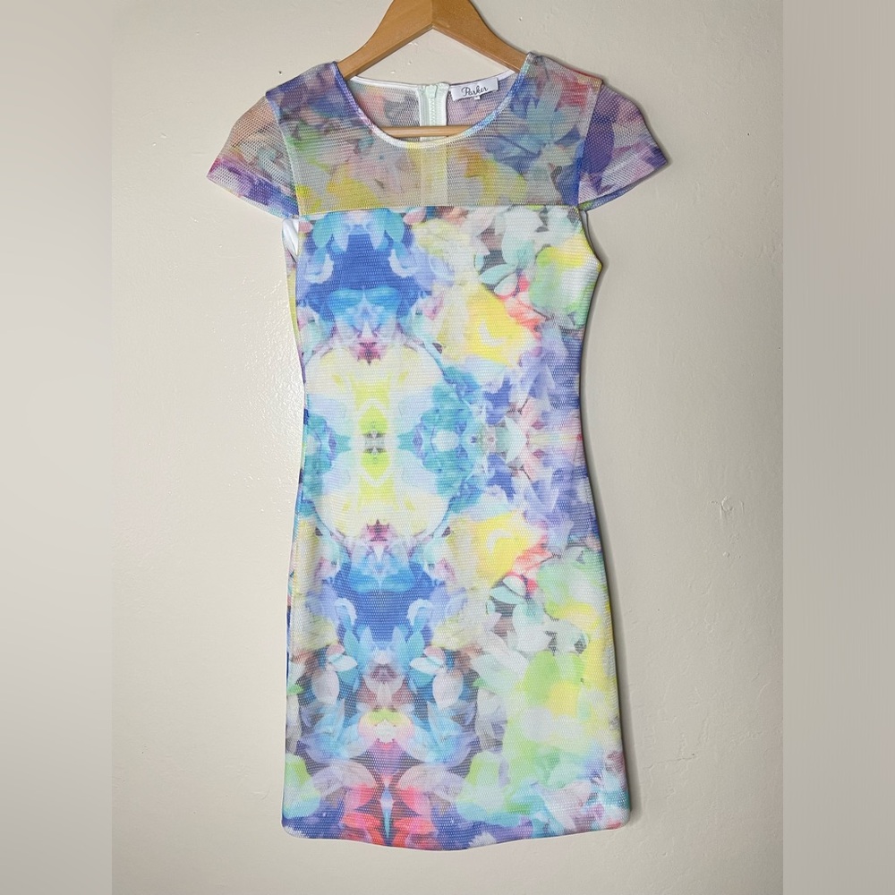 Parker mesh stretch watercolor bodycon Dress arty